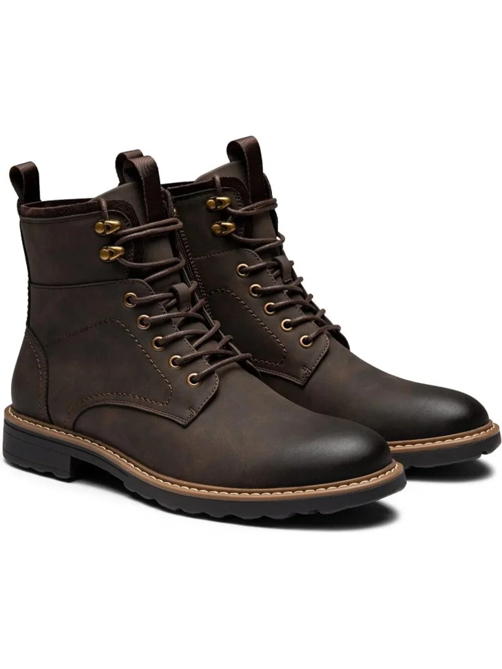 Men's Brown Boot Motorcycle Casual Boots for Men Zipper Fashion Chukka Boot